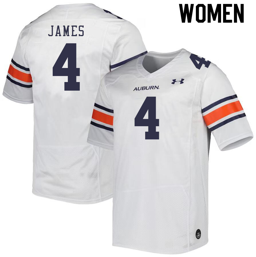 Women #4 D.J. James Auburn Tigers College Football Jerseys Stitched-White - Click Image to Close